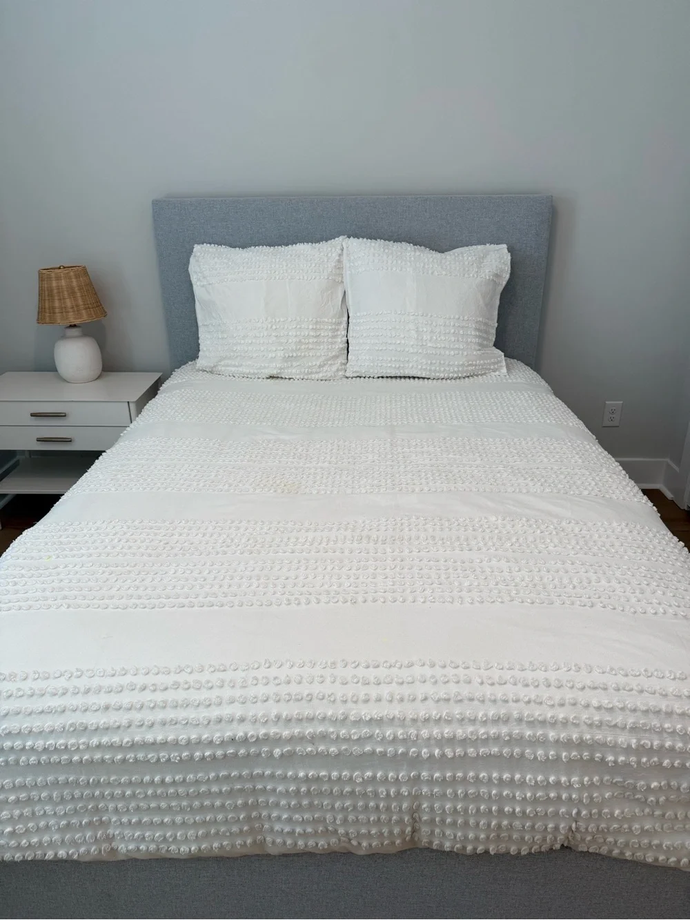 West Elm White Textured Duvet Cover with Pillow Shams